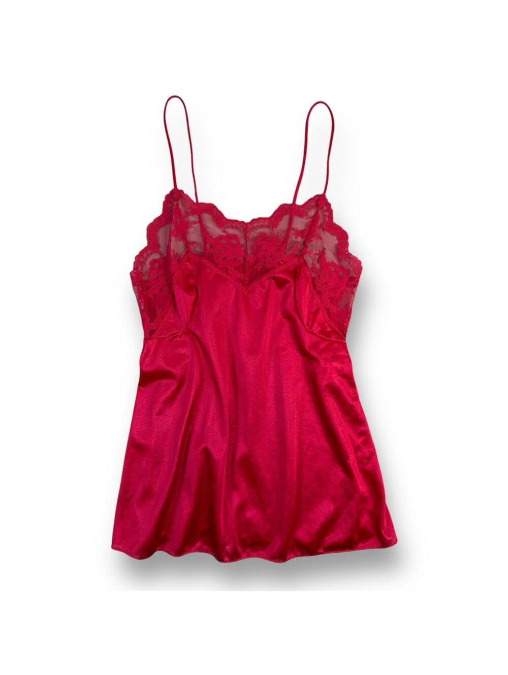 Vintage red Satin and lace top